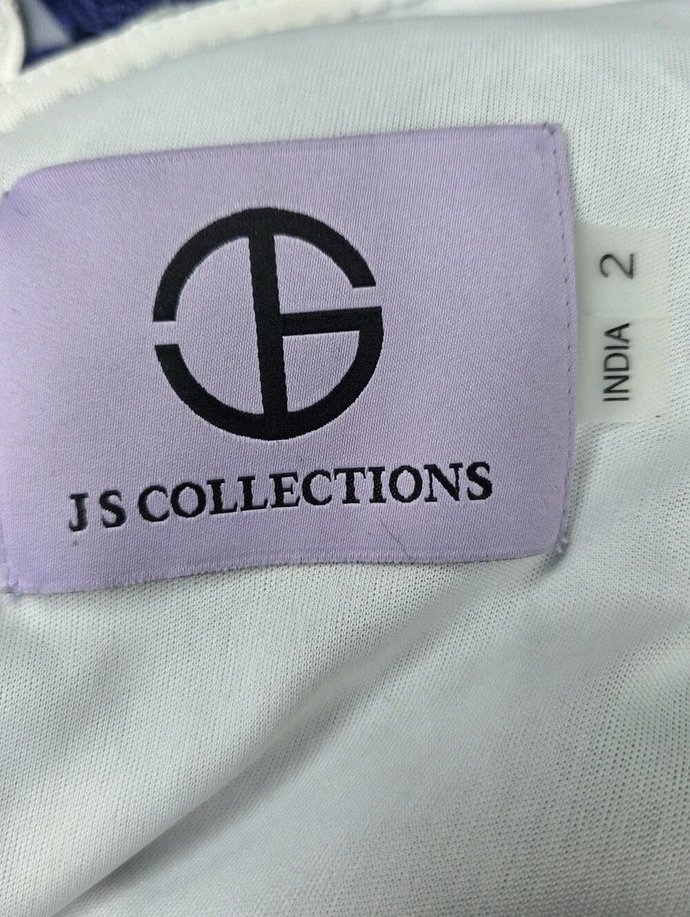 JS Collections Navy Ivory Applique Illusion Cocktail Sheath Dress Size 2